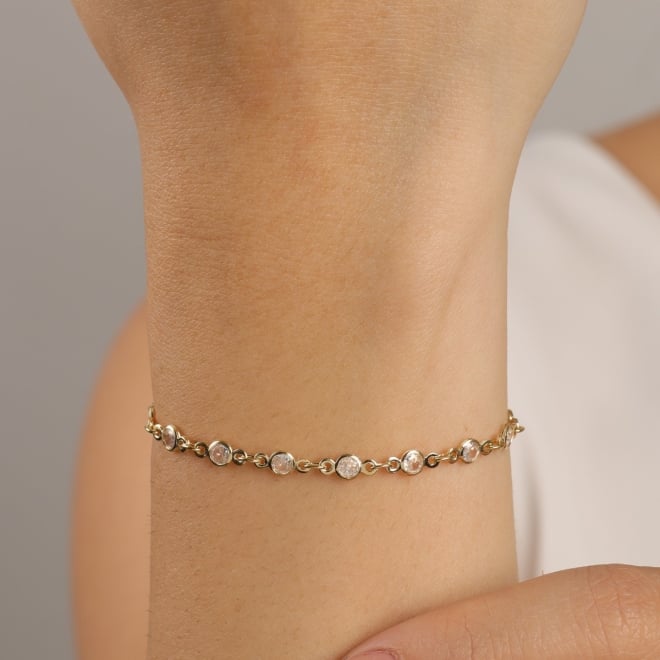 PX-0089 PULSEIRA BANHADA A OURO 18K COM DETALHES CRAVEJADOS EM ZIRC&Ocirc;NIAS