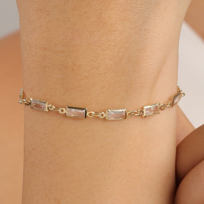 PX-0123 PULSEIRA BANHADA A OURO 18K COM ZIRCÔNIAS RETANGULARES