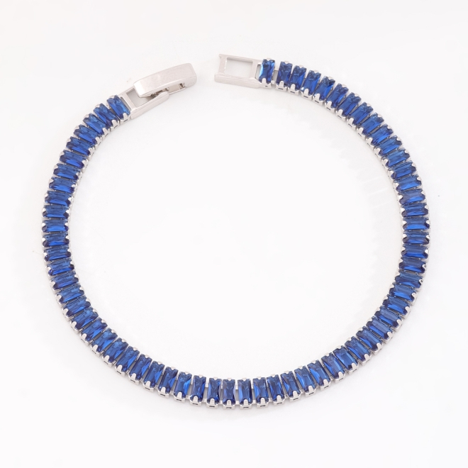 PXB-0042 PULSEIRA BANHADA EM RÓDIO BRANCO EM ZIRCÔNIAS BAGUETE