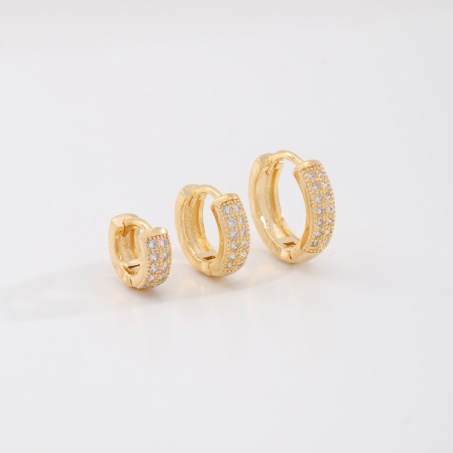 TAC-0009 TRIO DE ARGOLAS BANHADOS A OURO 18K CRAVEJADOS EM ZIRCÔNIAS