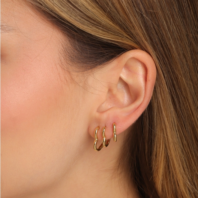TAC-0101 TRIO DE BRINCOS BANHADOS A OURO 18K DE CORAÇÃO 