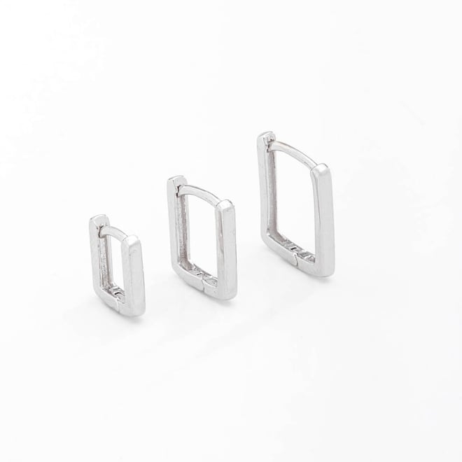 TACB-0133 TRIO DE ARGOLAS RÓDIO COM DESIGN QUADRADO