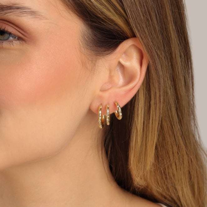 TAGL-00001 TRIO DE ARGOLA BANHADOS A OURO 18K COM DETALHES EM ZIRCÔNIAS