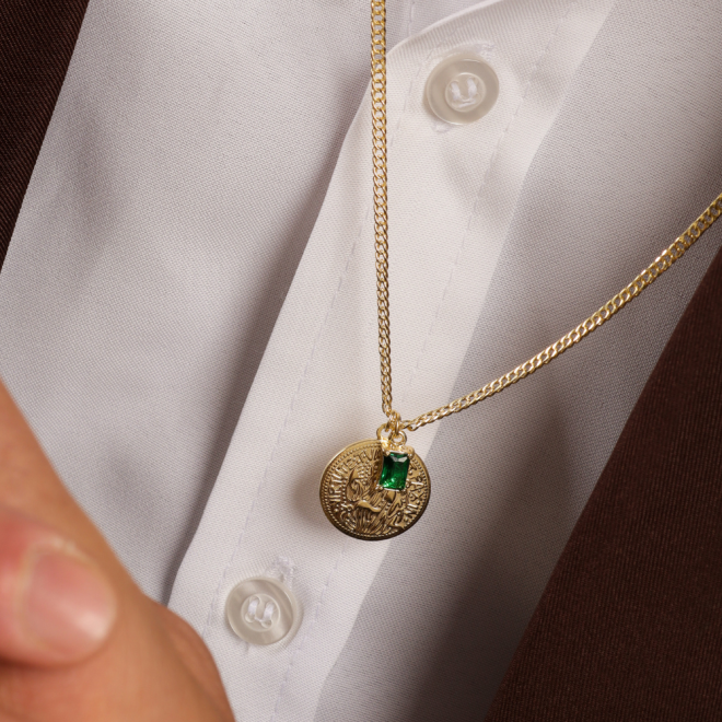 GR-02638-GARGANTILHA COM MEDALHA SÃO BENTO E ZIRCÔNIA
