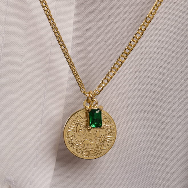 GR-02638-GARGANTILHA COM MEDALHA SÃO BENTO E ZIRCÔNIA