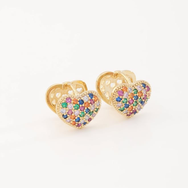 AC-0120 ARGOLA DE CLICK  CORAÇÃO TRABALHADA EM ZIRCONIA 