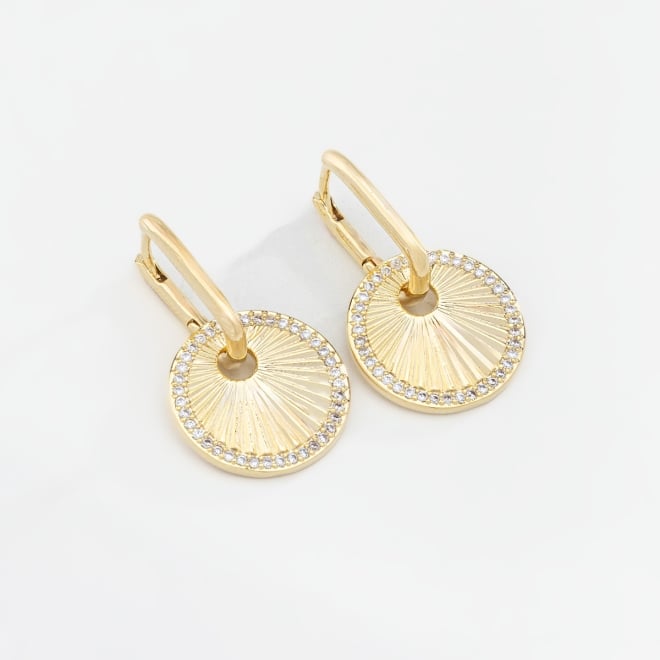 AC-0425 BRINCO BANHADO A OURO 18K COM ARGOLA COM DETALHES EM ZIRCÔNIAS