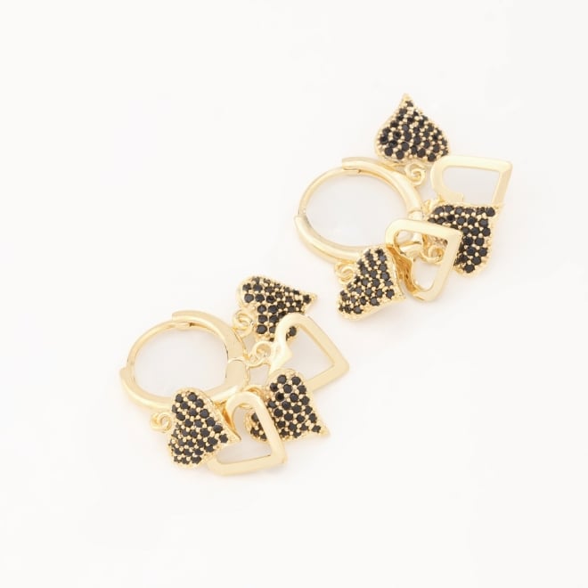 AC-0443 BRINCO ARGOLA CORAÇÕES EM ZIRCÔNIAS