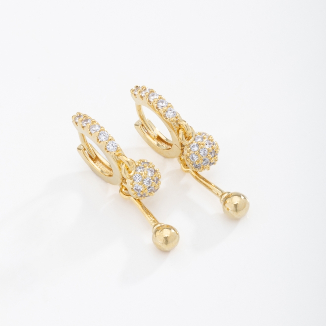 AC-0633 BRINCO BANHADO A OURO 18K DE ARGOLA COM ZIRCÔNIAS
