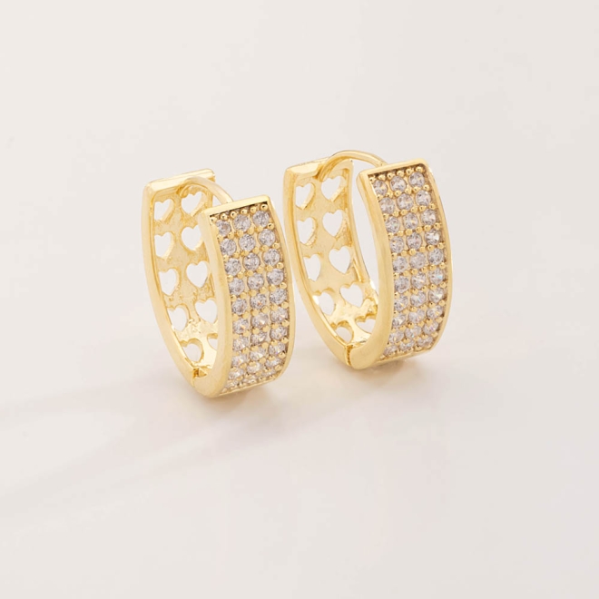 AC-0686 - BRINCO BANHADO A OURO 18K DE ARGOLA COM DESIGN RETANGULA