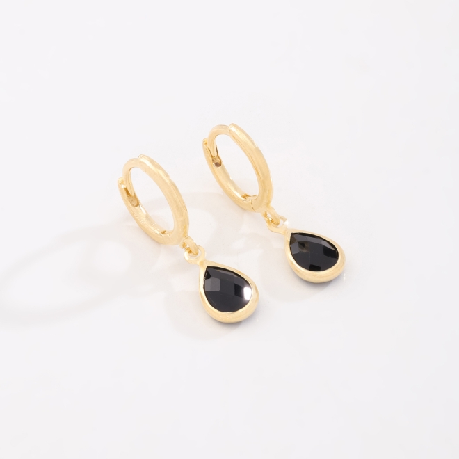 AC-1152-ARGOLA CLICK COM PINGENTE GOTA E ZIRCÔNIA