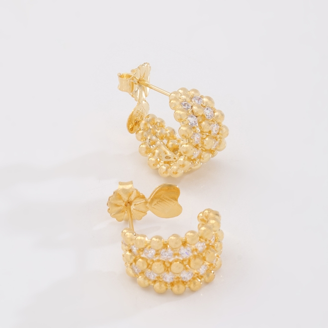 AGL-00270 ARGOLA COM ESFERAS LISAS E ZIRCÔNIAS CRISTAL