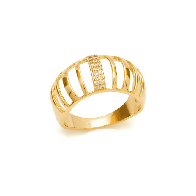 AN-00606 ANEL BANHADO A OURO 18K COM DESIGN VAZADO