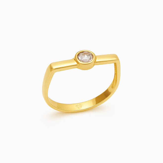 AN-00639 ANEL BANHADO A OURO 18K COM ZIRCÔNIA CRISTAL