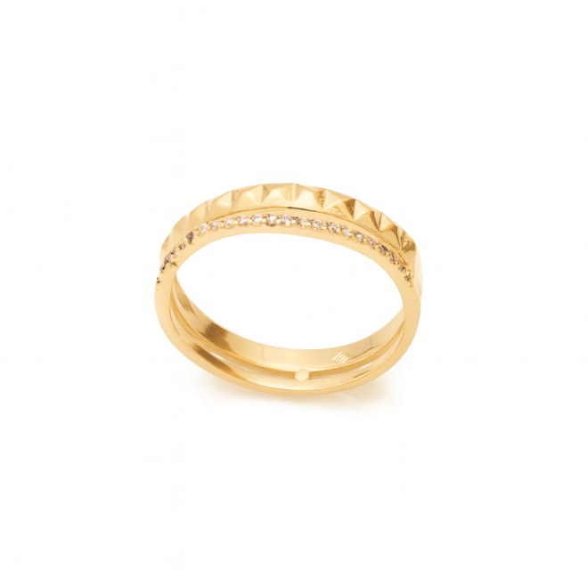 AN-00747 ANEL BANHADO A OURO 18K COM DESIGN EM ARO DUPLO