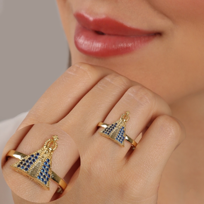 AN-00897 ANEL COM IMAGEM DE NOSSA SENHORA APARECIDA