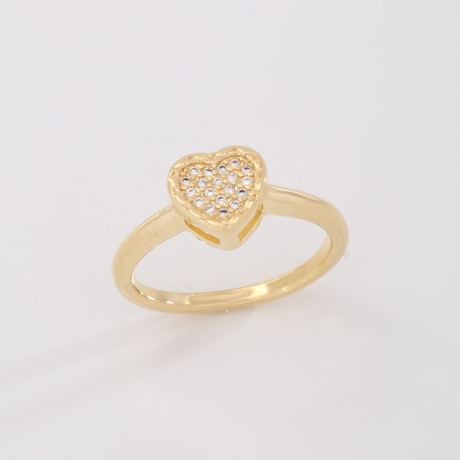 AN-01894 ANEL BANHADO A OURO 18K COM DESIGN EM FORMATO DE CORAÇÃO