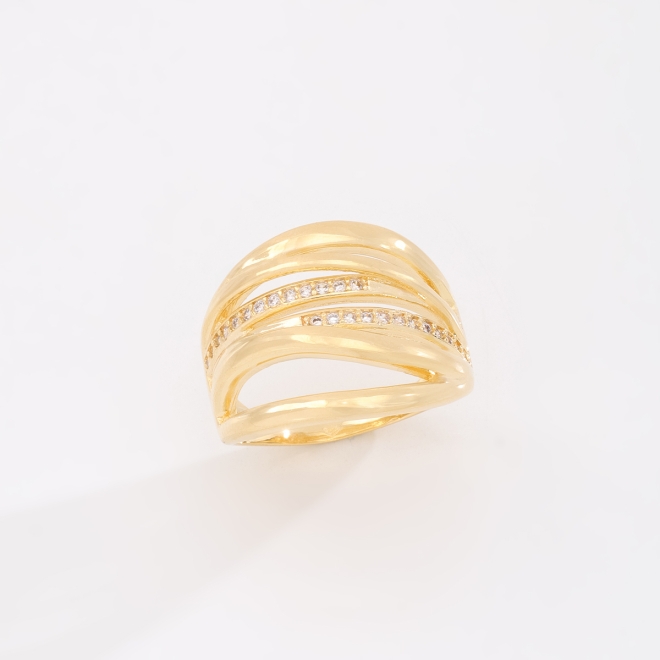 AN-01984 ANEL BANHADO A OURO 18K COM DESIGN VAZADO