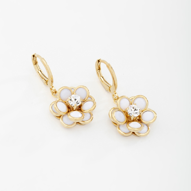 AQ-00007 BRINCO ARGOLA CLICK BANHADO A OURO 18K COM PINGENTE EM FORMATO DE FLOR
