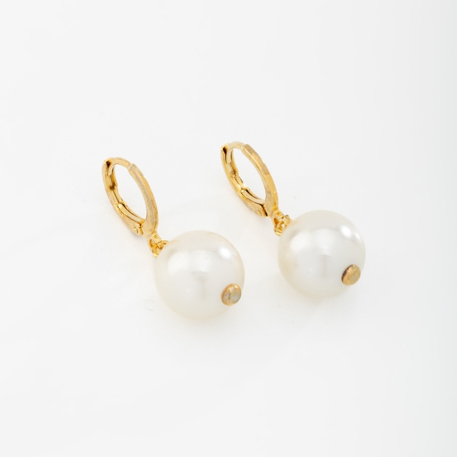 AQ-00016 BRINCO BANHADO A OURO 18K COM ARGOLA E PÉROLA 12 MM