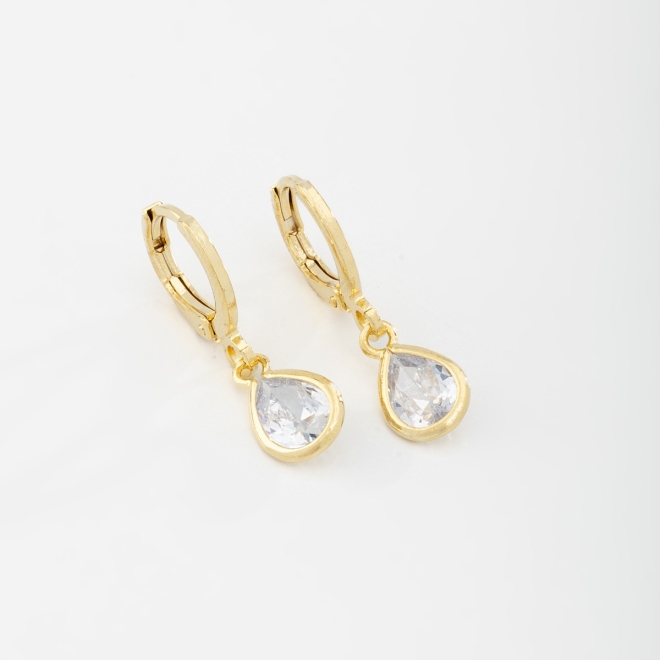 AQ-00021 BRINCO BANHADO A OURO 18K ARGOLA COM PINGENTE EM GOTA