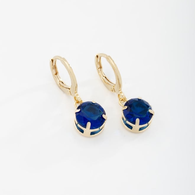 AQ-00022 BRINCO BANHADO A OURO 18K EM FORMATO DE ARGOLA COM PINGENTE DE ZIRCÔNIA