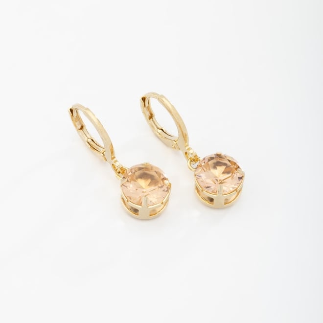 AQ-00022 BRINCO BANHADO A OURO 18K EM FORMATO DE ARGOLA COM PINGENTE DE ZIRCÔNIA