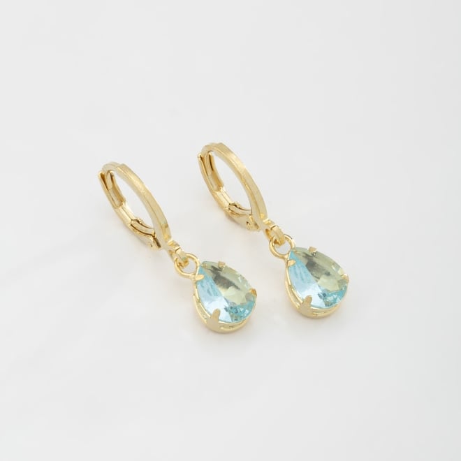 AQ-00034 BRINCO BANHADO A OURO 18K EM FORMATO DE ARGOLA COM PINGENTE DE ZIRCÔNIA EM GOTA