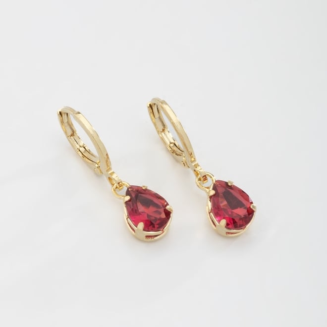 AQ-00034 BRINCO BANHADO A OURO 18K EM FORMATO DE ARGOLA COM PINGENTE DE ZIRCÔNIA EM GOTA