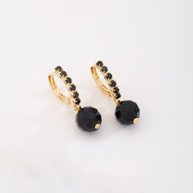 AQ-00255 ARGOLA COM MICRO ZIRCÔNIAS PRETA