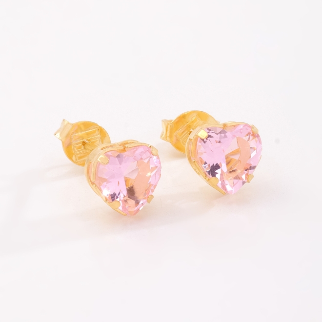 BF-00056 BRINCO BANHADO A OURO 18K COM ZIRCONIA EM FORMATO DE CORAÇÃO