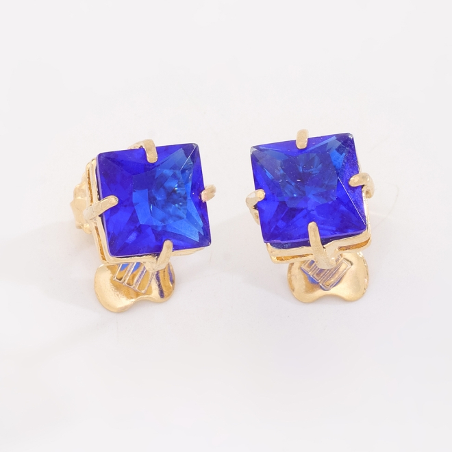 BF-00065 BRINCO BANHADO A OURO 18K COM ZIRCÔNIA QUADRADA