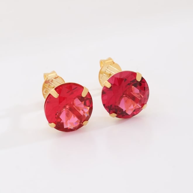 BF-00237- BRINCO BANHADO A OURO 18K COM PEDRA EM FORMATO REDONDO