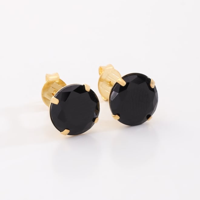 BF-00237- BRINCO BANHADO A OURO 18K COM PEDRA EM FORMATO REDONDO