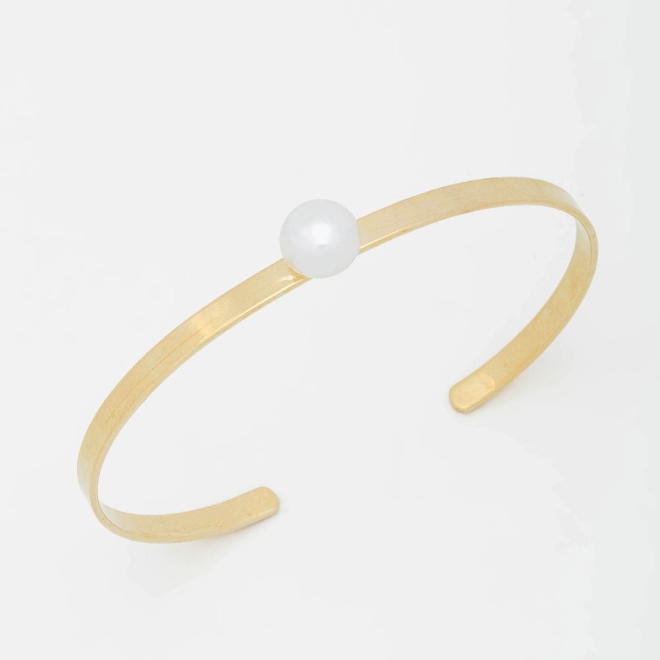 BL-00047 PULSEIRA RÍGIDA COM DETALHE DE PÉROLA CENTRAL