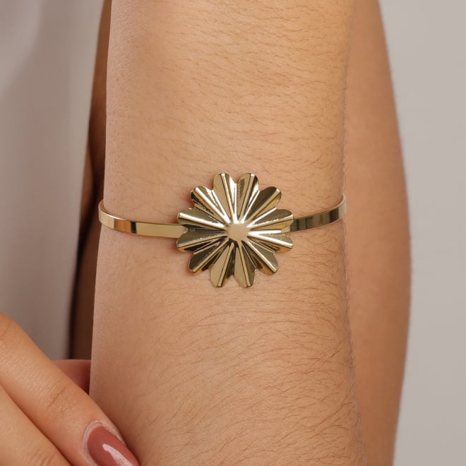 BL-00052 BRACELETE BANHADO A OURO 18K COM DETALHE EM FORMATO DE FLOR