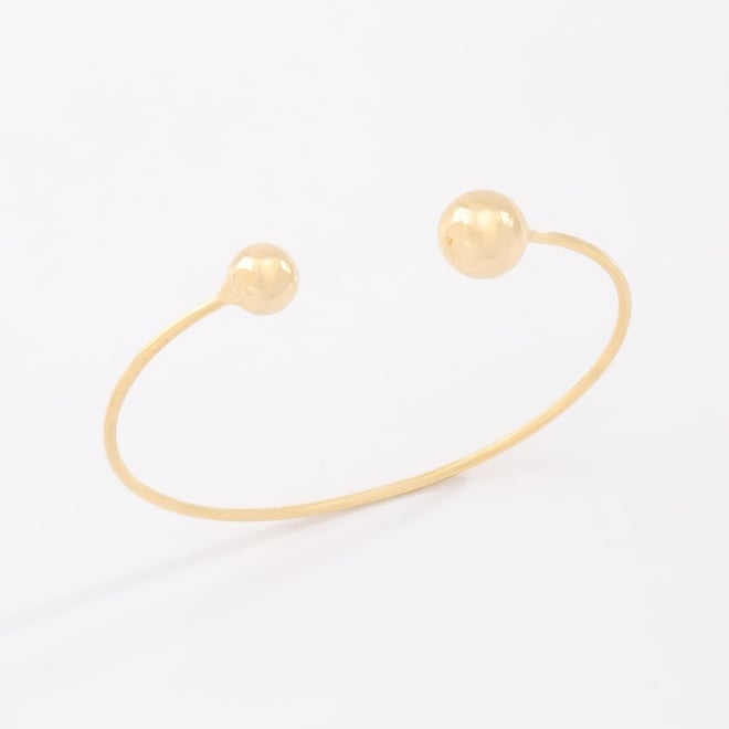 BL-00110 BRACELETE BANHADO A OURO 18K COM DESIGN ABERTO E DETALHES EM ESFERAS