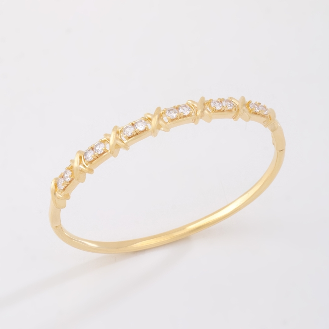 BL-00127 Bracelete Liso Trabalhado Cravejado Zircônia 3mm