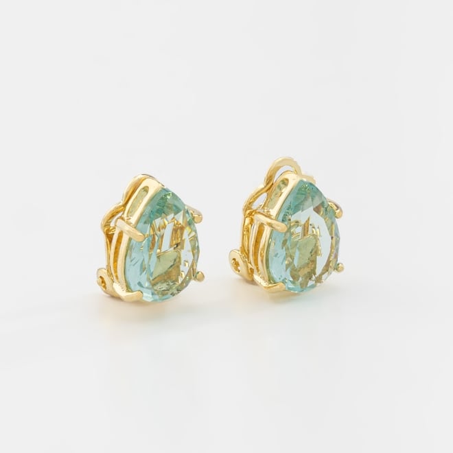 BP-0006 BRINCO DE PRESSÃO BANHADO A OURO 18K COM PEDRA OVAL EM ZIRCÔNIA LAPIDADA