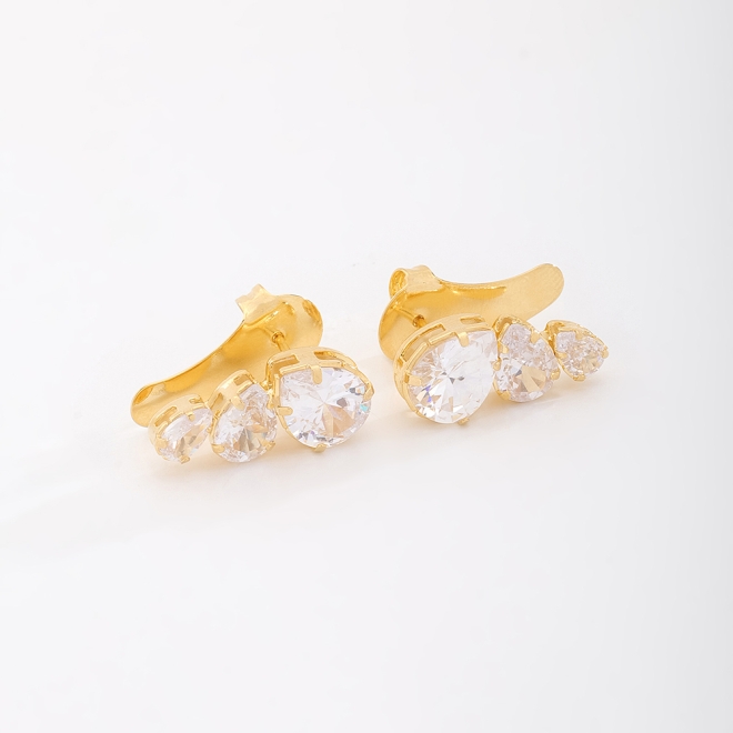 BR-00039 BRINCO COM TRÊS ZIRCONIA EM FORMATO DE GOTA