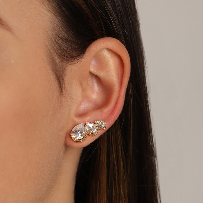 BR-00039 BRINCO COM TRÊS ZIRCONIA EM FORMATO DE GOTA