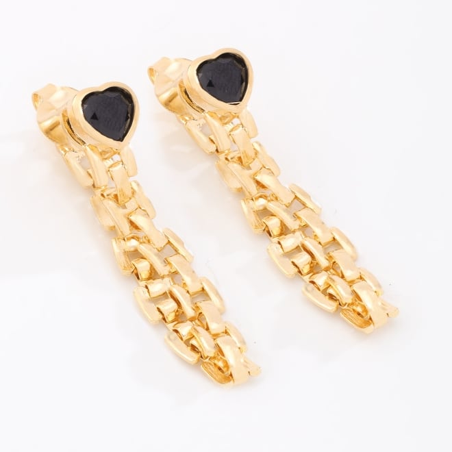 BR-00146 BRINCO BANHADO A OURO 18K COM CORRENTE DE ELOS E PINGENTE DE CORAÇÃO