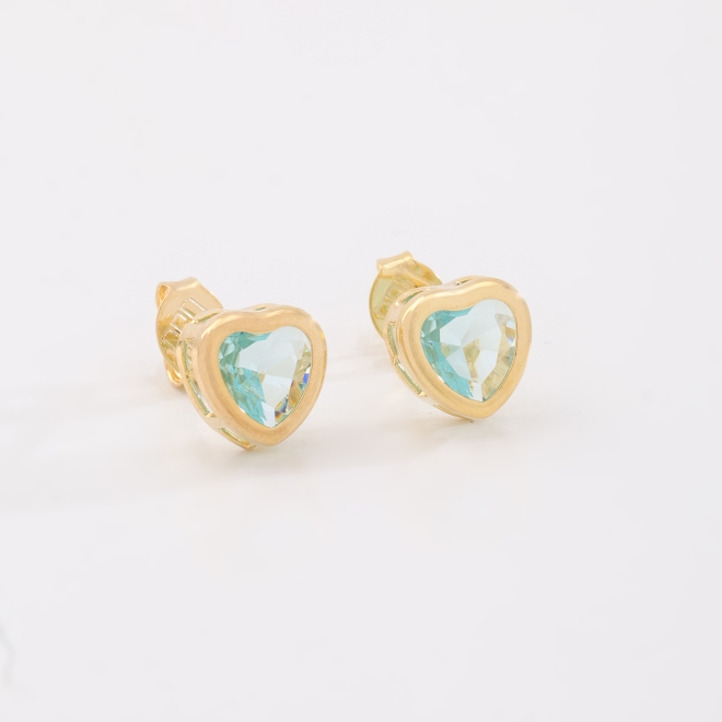 BR-00207 BRINCO BANHADO A OURO 18K DE CORAÇÃO COM ZIRCÔNIA