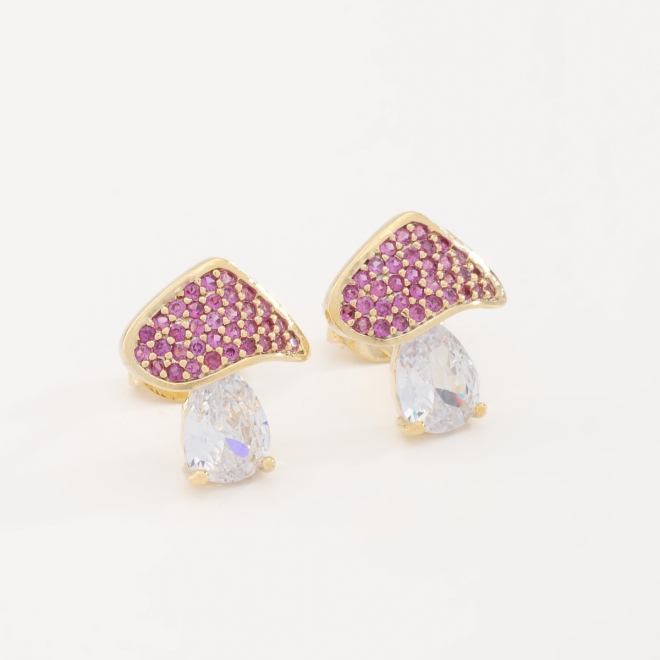 BR-00597 BRINCO GOTA EM ZIRCONIA E DETALHE CRAVEJADO