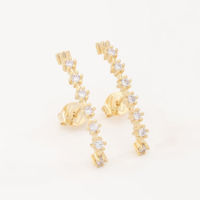 BR-00618 BRINCO EAR HOOK COM FILEIRA DE ZIRCÔNIAS