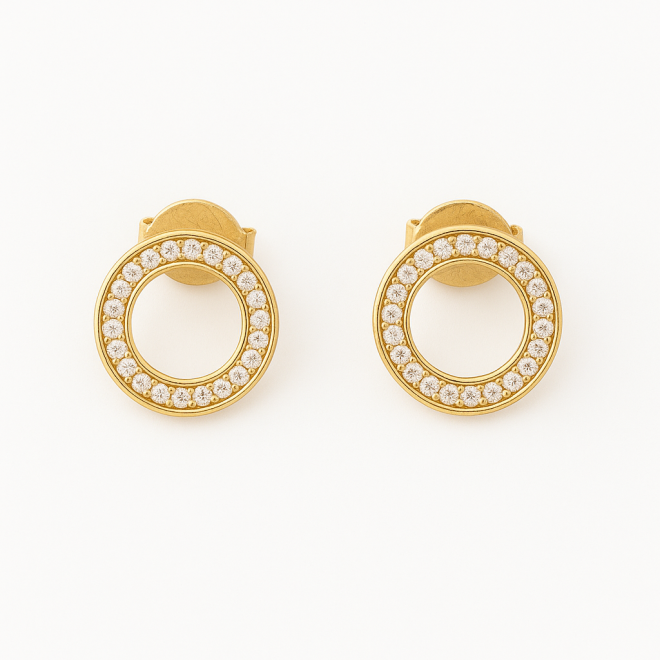 BR-00728 BRINCO BANHADO A OURO 18K EM FORMATO DE CÍRCULO
