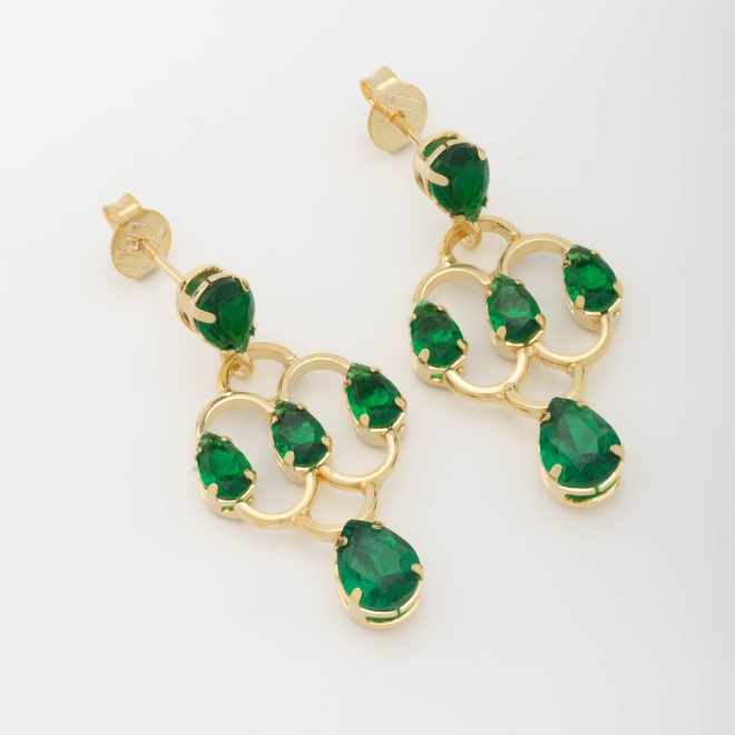 OUTB-00793 BRINCO COM DESIGN ELEGANTE E PEDRAS EM FORMATO DE GOTA
