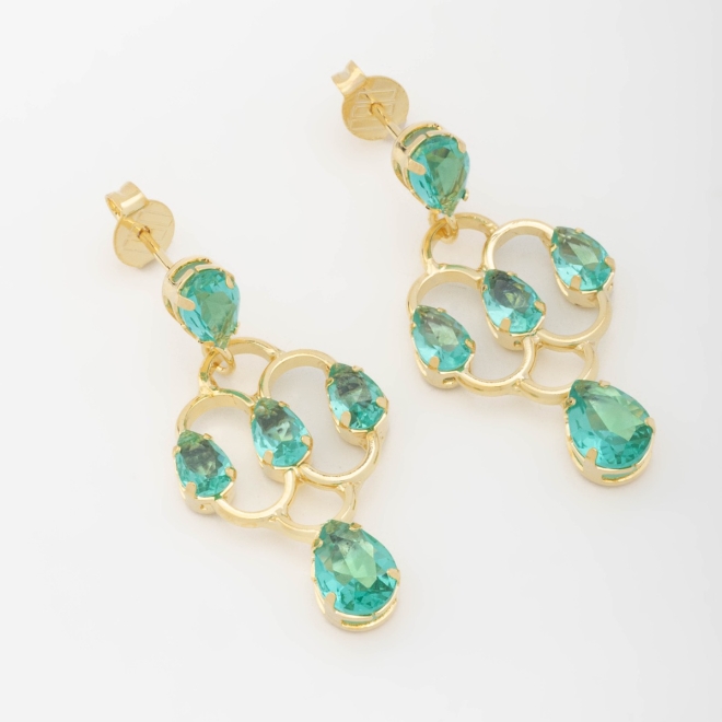 OUTB-00793 BRINCO COM DESIGN ELEGANTE E PEDRAS EM FORMATO DE GOTA