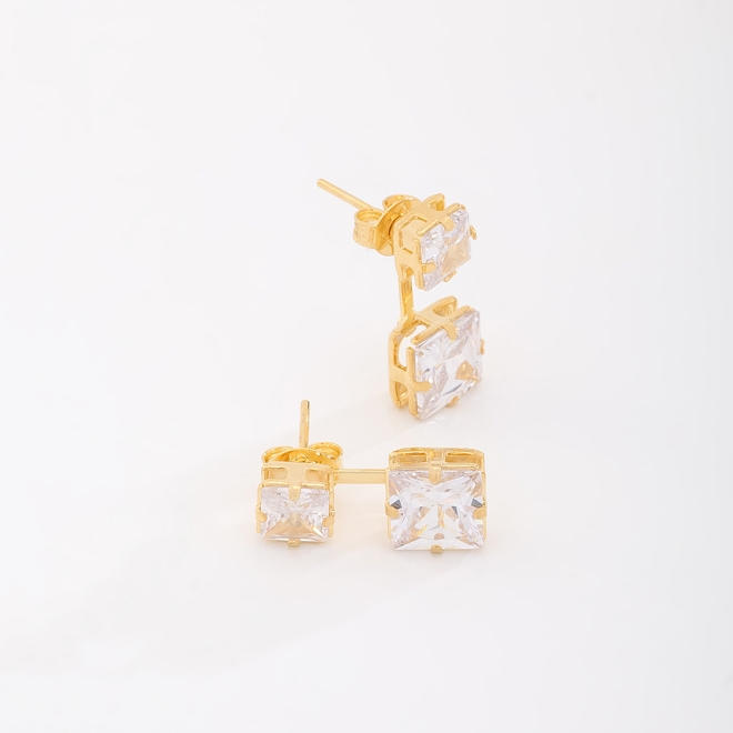 BR-00799 BRINCO COM ZIRCÔNIAS QUADRADAS PENDENTES