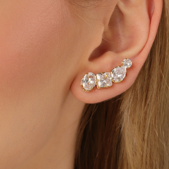 BR-00800 BRINCO EAR CUFF GOTA E FORMAS GEOMÉTRICAS